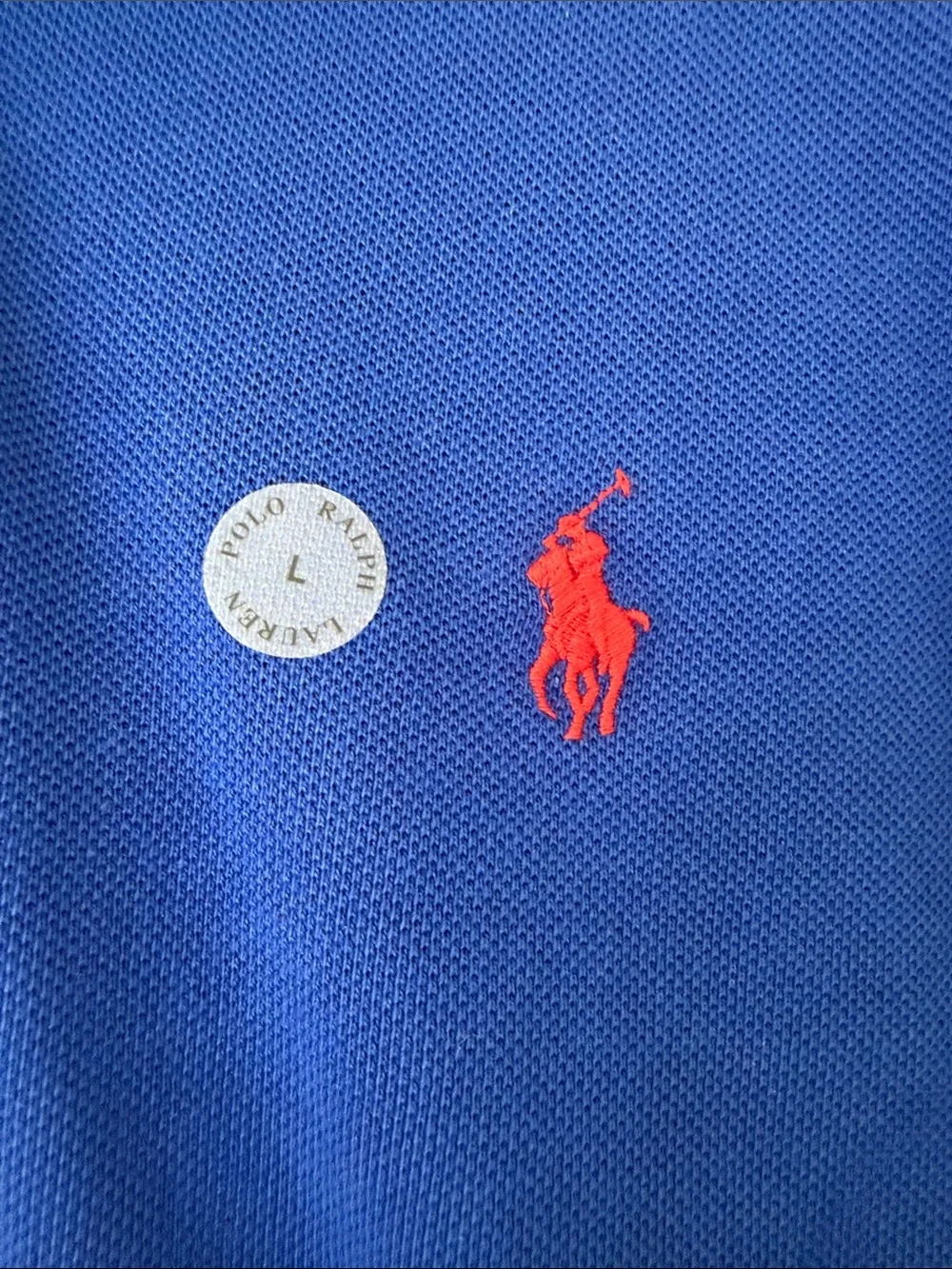 Polo by Ralph Lauren Royal Blue Polo with Red Logo and White-Trim  size L